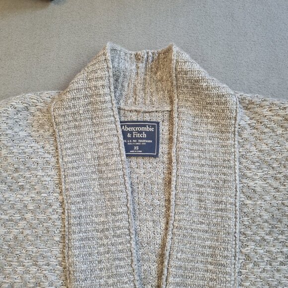 Abercrombie & Fitch Women Cardigan Wool Blend Oversized Long Open Gray w/Pocket - Picture 3 of 13